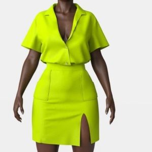 Hanifa lime green skirt set